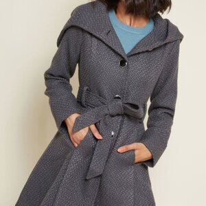 Modcloth Au Fond Once Upon a Thyme Hooded Coat Gray